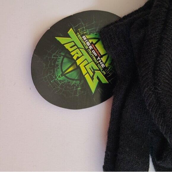 Boys Ninja Turtles Black Green Warm Fall Winter Beanie Toque Hat + Gloves Set - Picture 5 of 8